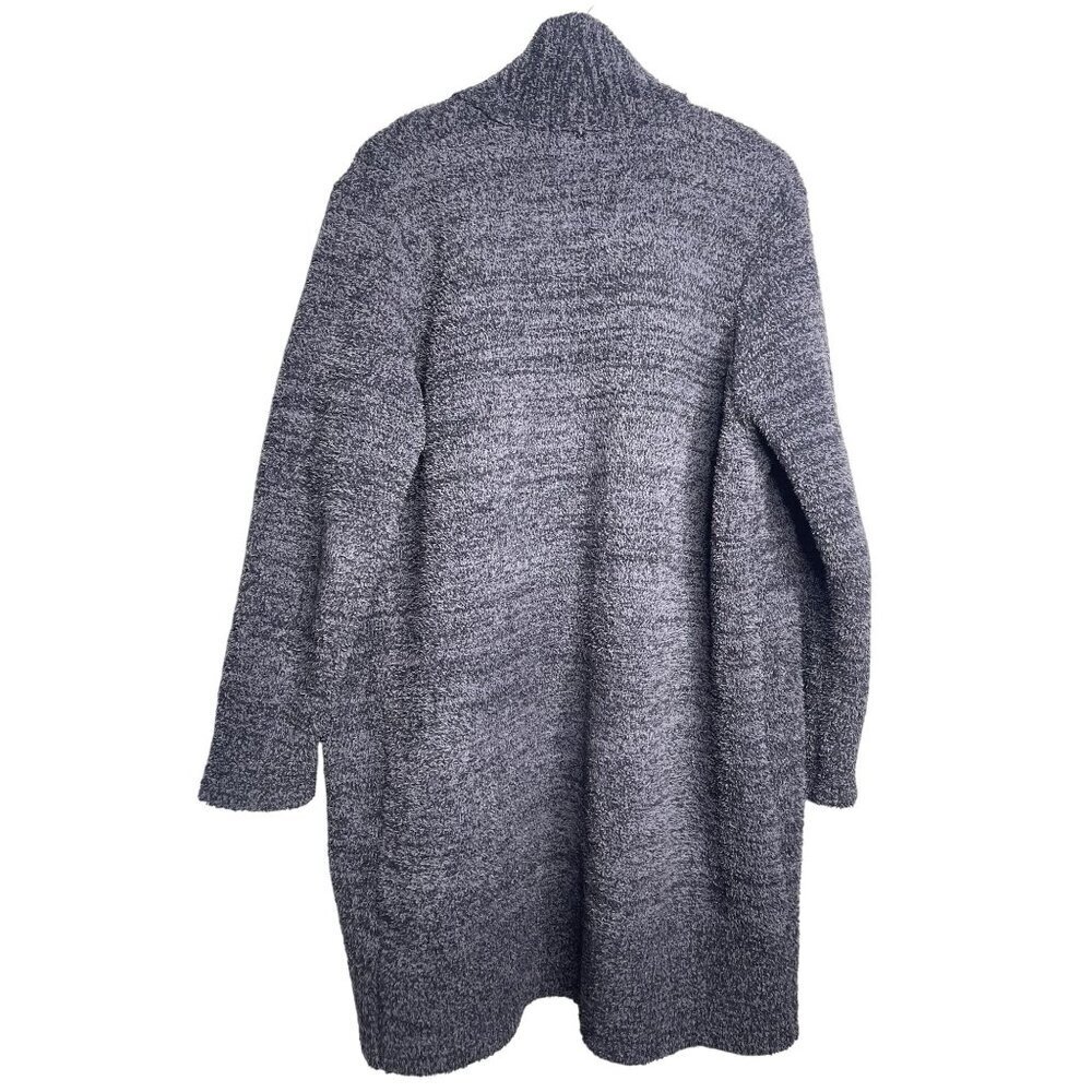 Barefoot Dreams CozyChic SZ L Open Front Knit Cardigan Sweater Pockets Blue Gray - Picture 2 of 11